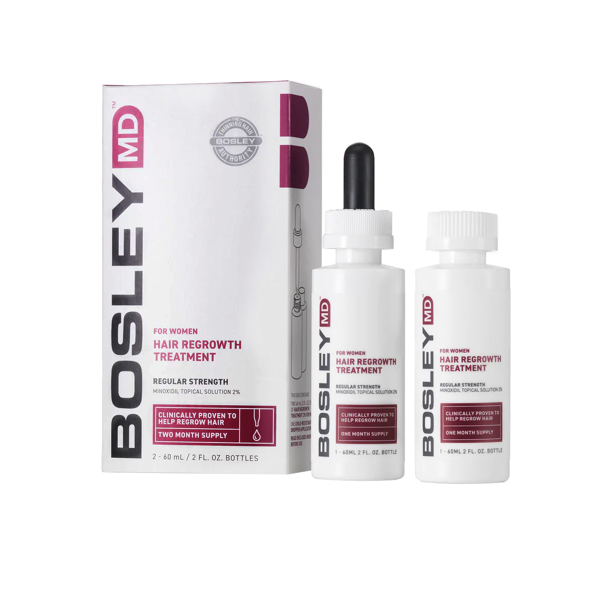 Bosley MD Tratamiento Crecimiento Cabello/Minoxidil 2% Mujer 2Und 60 ml