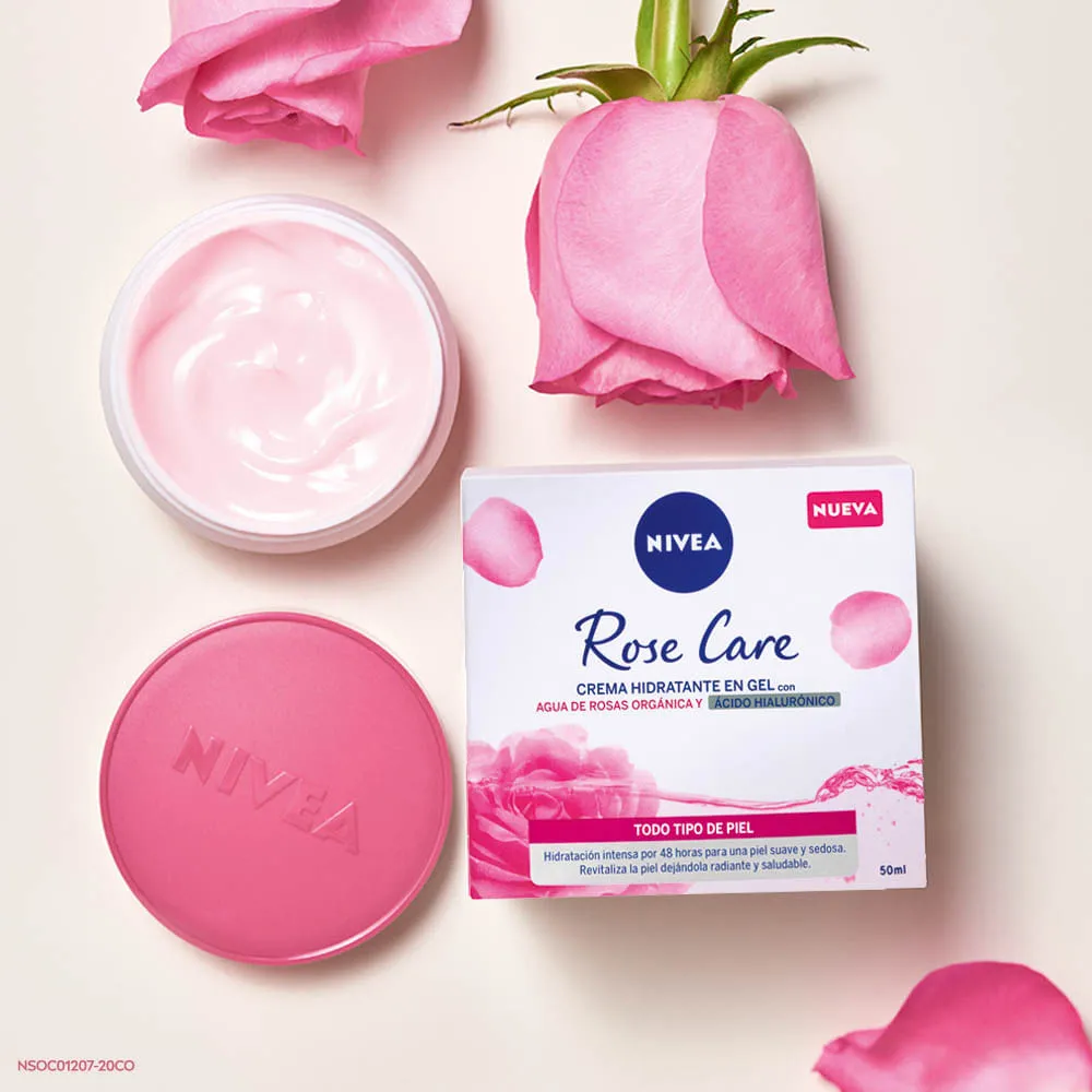 Crema hidratante en gel con agua de rosas 50ml. NIVEA