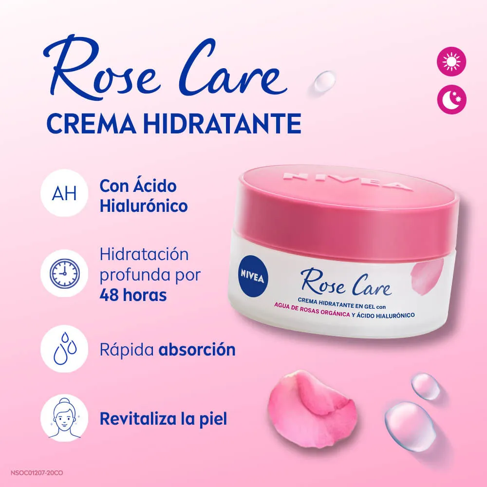 Crema hidratante en gel con agua de rosas 50ml. NIVEA